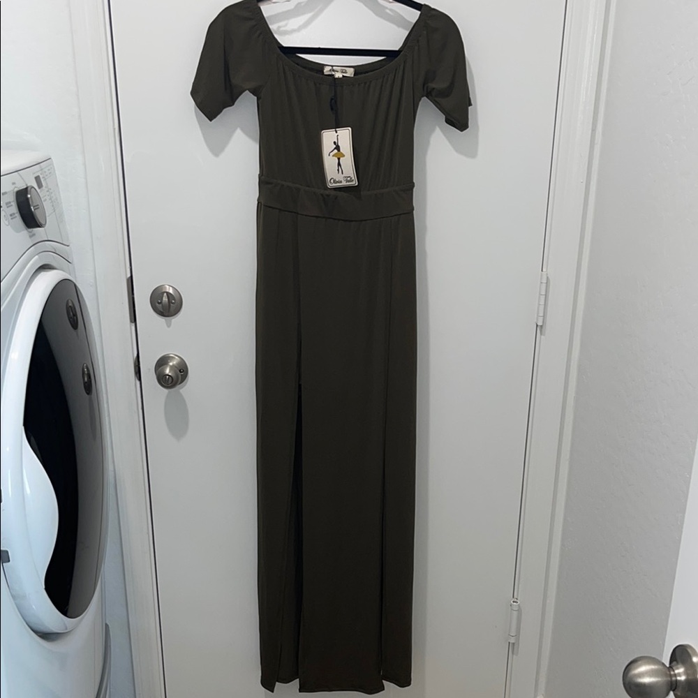 Elegant Olive Green Maxi Dress and Romper